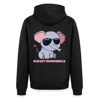 elefant sonnenbrille - Unisex Premium Bio Zip Hoodie - Schwarz - Hinten - Nico (187cm)