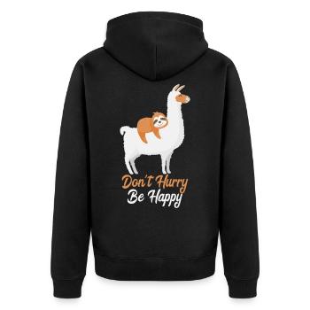 ALPACA SLOTH Ne vous pressez pas Soyez heureux - Veste à capuche bio Premium Unisexe - noir - Dos - Nico (187cm)