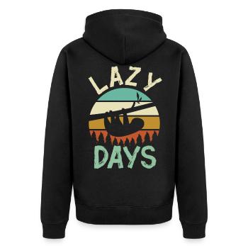 SLOTH LAZY DAYS - Unisex Premium Bio Zip Hoodie - Schwarz - Hinten - Nico (187cm)