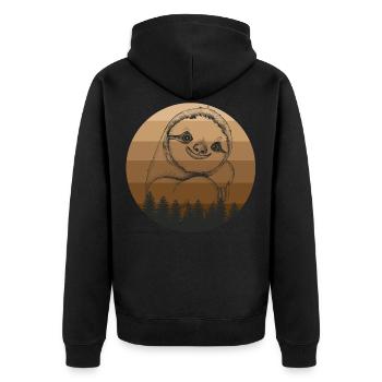 Sloth Faultier - Unisex Premium Bio Zip Hoodie - Schwarz - Hinten - Nico (187cm)
