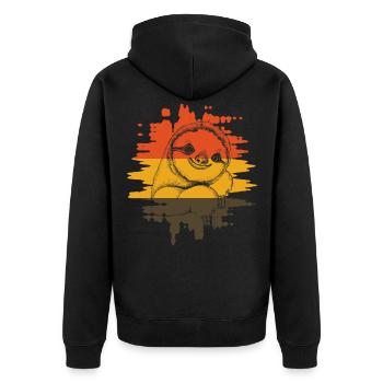 Sloth Faultier - Unisex Premium Bio Zip Hoodie - Schwarz - Hinten - Nico (187cm)