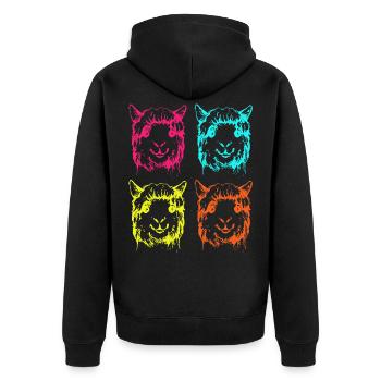 Alpaka - Unisex Premium Bio Zip Hoodie - Schwarz - Hinten - Nico (187cm)