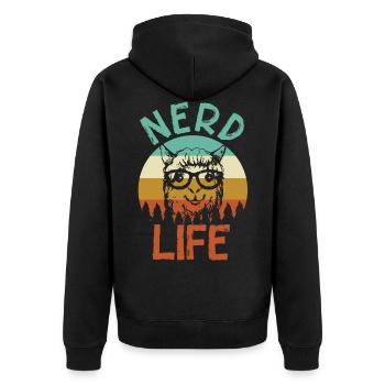 NERD LIFE ALPACA - Veste à capuche bio Premium Unisexe - noir - Dos - Nico (187cm)