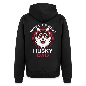 Husky - Unisex Premium Bio Zip Hoodie - Schwarz - Hinten - Nico (187cm)