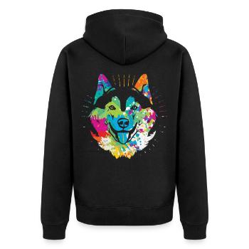 Husky - Unisex Premium Organic Zip Hoodie - black - Back - Nico (187cm)