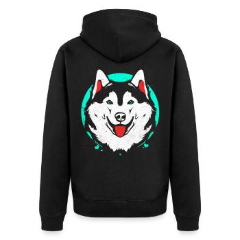 Husky - Unisex Premium Organic Zip Hoodie - black - Back - Nico (187cm)