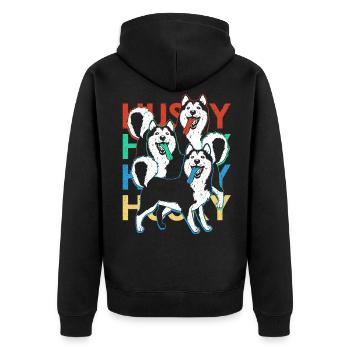 Husky - Unisex Premium Organic Zip Hoodie - black - Back - Nico (187cm)
