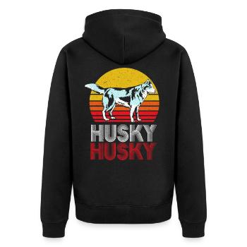 Husky - Unisex Premium Organic Zip Hoodie - black - Back - Nico (187cm)