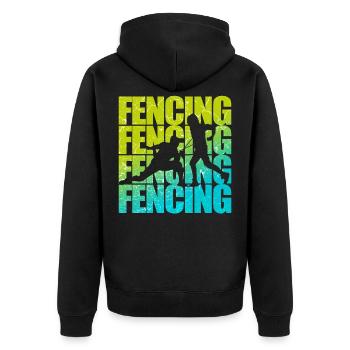 Fechten Degen Fechter Kampfsport - Unisex Premium Bio Zip Hoodie - Schwarz - Hinten - Nico (187cm)