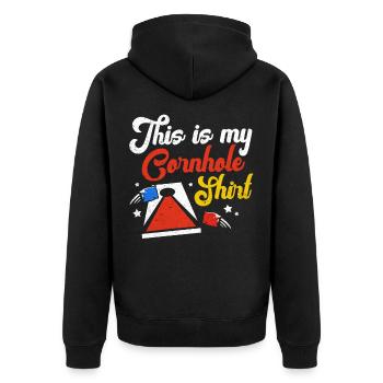 Cornhole - Unisex Premium Bio Zip Hoodie - Schwarz - Hinten - Nico (187cm)