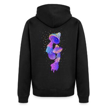Mushroom Psychodelic Rave Goa Trip - Unisex Premium Organic Zip Hoodie - black - Back - Nico (187cm)