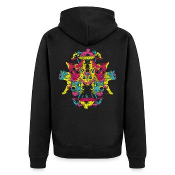 Mushroom Psychedelic Rave Goa Trip - Unisex Premium Organic Zip Hoodie - black - Back - Nico (187cm)