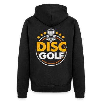 Frisbee - Unisex Premium Bio Zip Hoodie - Schwarz - Hinten - Nico (187cm)