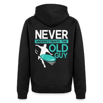 Frisbee - Unisex Premium Organic Zip Hoodie - black - Back - Nico (187cm)