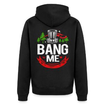 Frisbee - Unisex Premium Bio Zip Hoodie - Schwarz - Hinten - Nico (187cm)