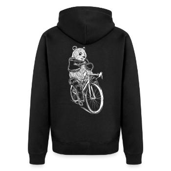 Cycling Panda Bear Bicycle Cyclist - Unisex Premium Organic Zip Hoodie - black - Back - Nico (187cm)