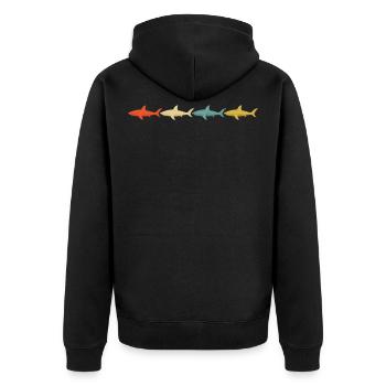 Requins vintage 70 80 - Veste à capuche bio Premium Unisexe - noir - Dos - Nico (187cm)