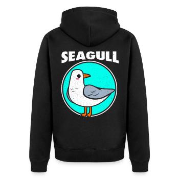 Möwe - Unisex Premium Bio Zip Hoodie - Schwarz - Hinten - Nico (187cm)