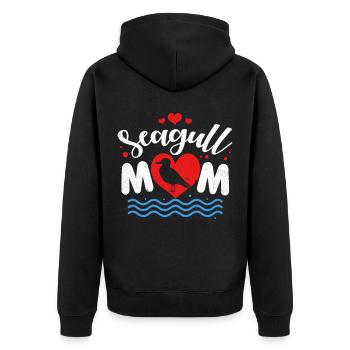 Möwe - Unisex Premium Bio Zip Hoodie - Schwarz - Hinten - Nico (187cm)