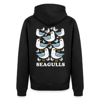 Möwe - Unisex Premium Bio Zip Hoodie - Schwarz - Hinten - Nico (187cm)