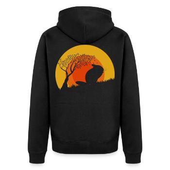 Vintage Chinchilla Sonne | Süßes Retro Geschenk - Unisex Premium Bio Zip Hoodie - Schwarz - Hinten - Nico (187cm)