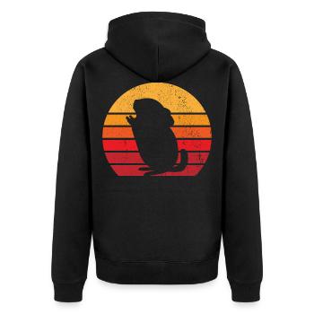 Chinchillas Vintage Sonne | Retro Nager Geschenk - Unisex Premium Bio Zip Hoodie - Schwarz - Hinten - Nico (187cm)