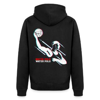 Wasserball - Unisex Premium Bio Zip Hoodie - Schwarz - Hinten - Nico (187cm)