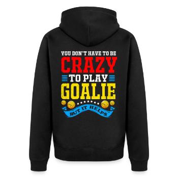 Wasserball - Unisex Premium Bio Zip Hoodie - Schwarz - Hinten - Nico (187cm)