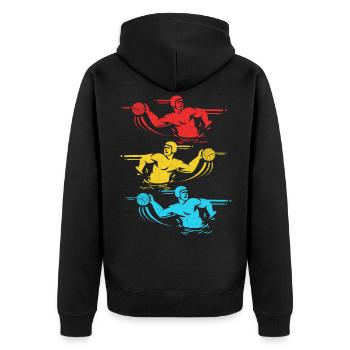 Wasserball - Unisex Premium Bio Zip Hoodie - Schwarz - Hinten - Nico (187cm)
