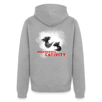 PARANORMAL CATIVITY - Unisex Premium Bio Zip Hoodie - Grau meliert - Hinten - Nico (187cm)