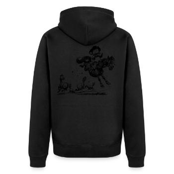 Thelwell Cowboy Westernrodeo - Unisex Premium Bio Zip Hoodie - Schwarz - Hinten - Nico (187cm)