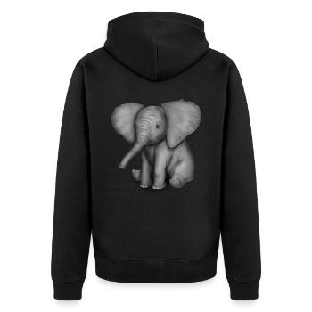 Baby Elefant Bild Elefanten - Unisex Premium Bio Zip Hoodie - Schwarz - Hinten - Nico (187cm)
