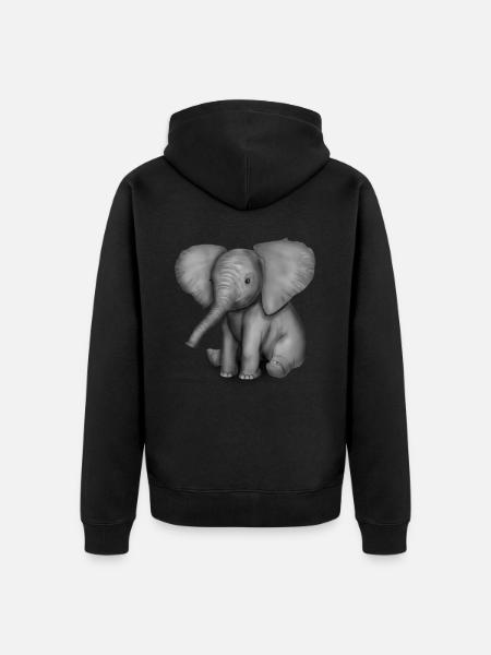 Bébé éléphant image éléphant - Veste à capuche bio Premium Unisexe - noir