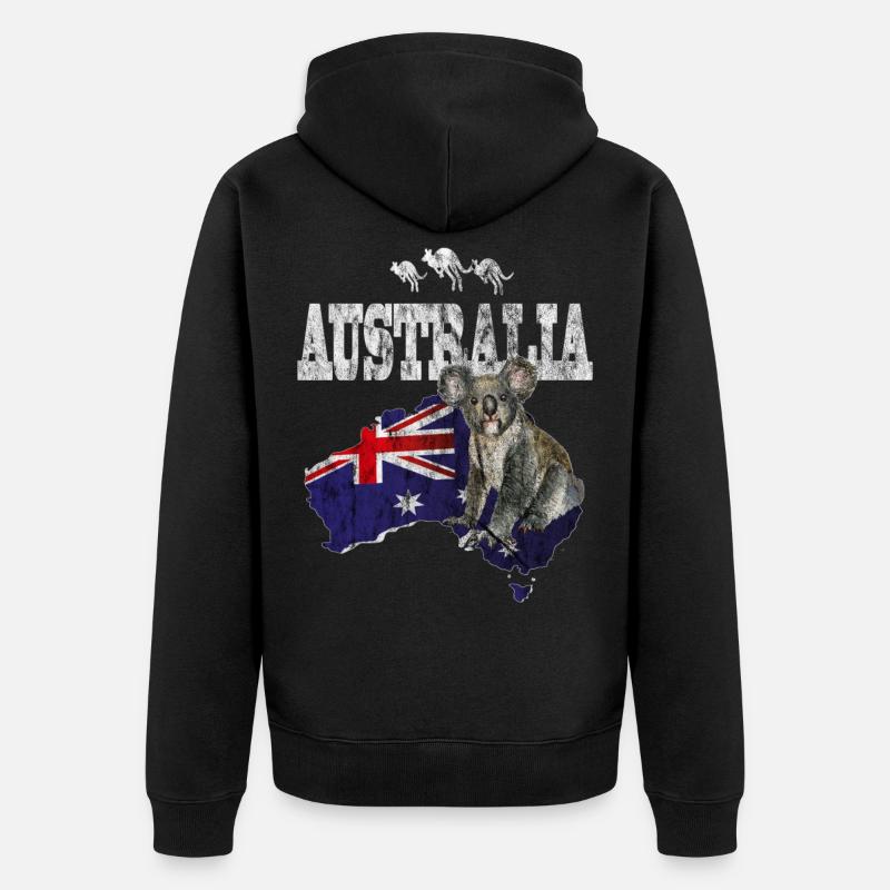Australia koalabär - Unisex Premium Bio Zip Hoodie - Schwarz