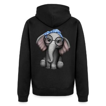 Éléphant nerd lunettes bandeau éléphant - Veste à capuche bio Premium Unisexe - noir - Dos - Nico (187cm)
