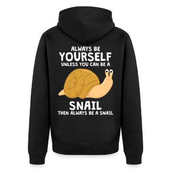 Always Be Yourself Snail Schnecken - Unisex Premium Bio Zip Hoodie - Schwarz - Hinten - Nico (187cm)
