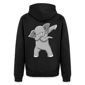 Éléphant tamponnant éléphant dansant - Veste à capuche bio Premium Unisexe - noir - Dos - Nico (187cm)