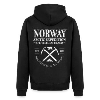 norway - Unisex Premium Organic Zip Hoodie - black - Back - Nico (187cm)