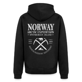 Norwegen-Norge-Norway - Unisex Premium Bio Zip Hoodie - Schwarz - Hinten - Nico (187cm)