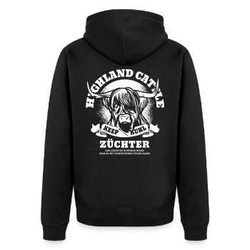 Kuh Kühe Rind Bauer Landwirt Silhouette Geschenk - Unisex Premium Bio Zip Hoodie - Schwarz - Hinten - Nico (187cm)