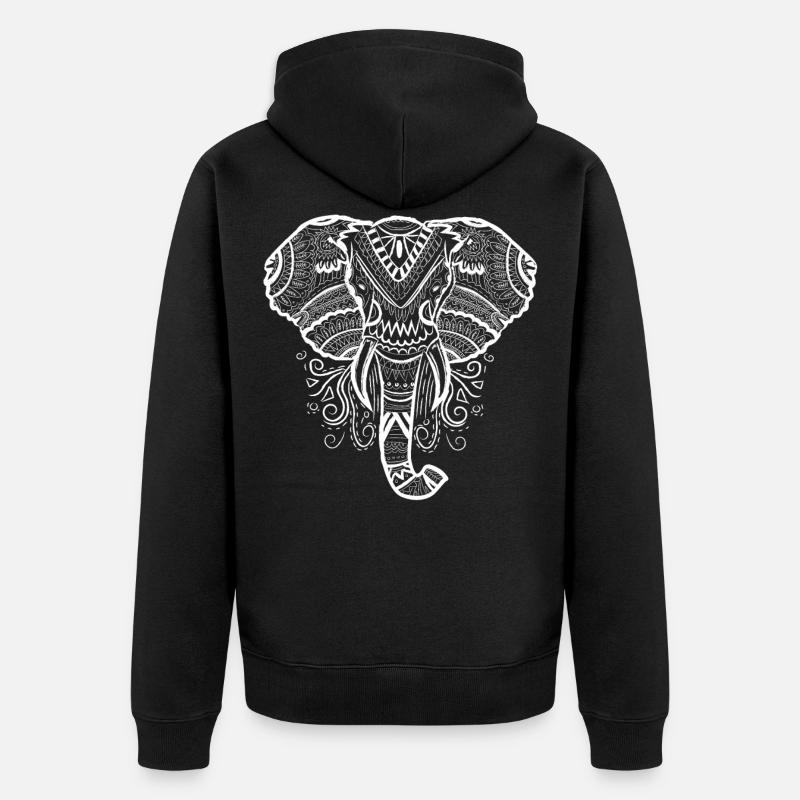 Éléphant Illustration Éléphant - Veste à capuche bio Premium Unisexe - noir