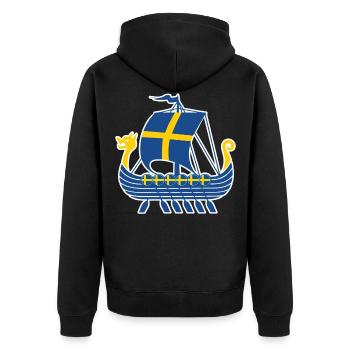 Sweden Viking Ship Tshirt Viking Ship - Unisex Premium Organic Zip Hoodie - black - Back - Nico (187cm)