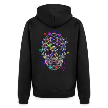 Geometric skull - Unisex Premium Organic Zip Hoodie - black - Back - Nico (187cm)
