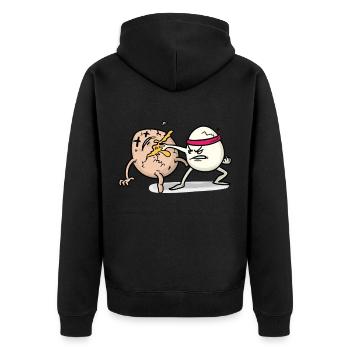EGG FIGHT Egg Fight - Unisex Premium Organic Zip Hoodie - black - Back - Nico (187cm)
