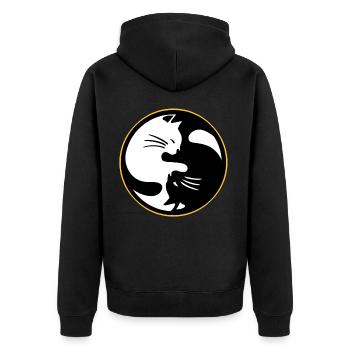Yin Yang Twin Cat Yin Yang Twin Cat - Veste à capuche bio Premium Unisexe - noir - Dos - Nico (187cm)