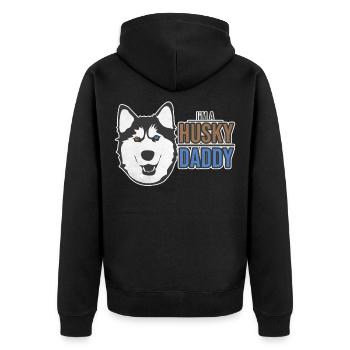 husky - Unisex Premium Organic Zip Hoodie - black - Back - Nico (187cm)