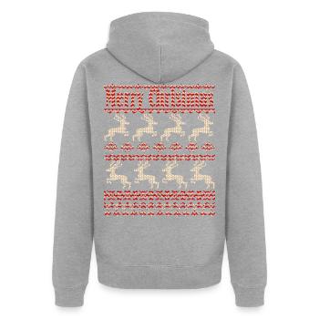 Rennes, Noël moche - Veste à capuche bio Premium Unisexe - gris chiné - Dos - Nico (187cm)