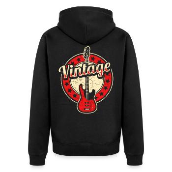 Rock Musik Rock and Roll Vintage Gitarre - Unisex Premium Bio Zip Hoodie - Schwarz - Hinten - Nico (187cm)