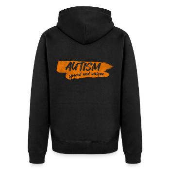 autism - Unisex Premium Organic Zip Hoodie - black - Back - Nico (187cm)