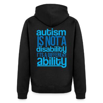 Autismus - Unisex Premium Bio Zip Hoodie - Schwarz - Hinten - Nico (187cm)